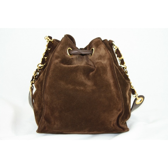 Chanel Dark Drawstring Chain Shoulder Brown Bag - Picture 1 of 6